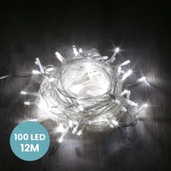 Guirlande Lumineuse 12m Câble Transparent 100 Leds Blanc froid