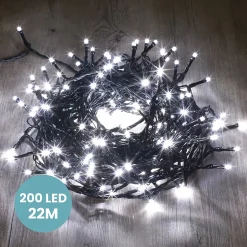 Guirlande Lumineuse 22m Câble Noir 200 Leds Blanc froid