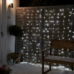 Guirlande lumineuse rideaux intérieur et extérieur 240 LED blanc glacé IP20 et IP44 3.6W L.13.5m câble transparent