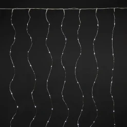 Guirlande lumineuse rideaux 380 LED IP44 6W blanc chaud L.6m câble argent