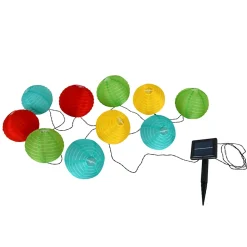 Guirlande lumineuse solaire 10 LED textile multicolore extérieur métal plastique textile avec LED intégrée