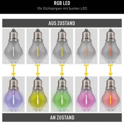 Guirlande lumineuse solaire pour l'extérieur avec 10 LED 'LINDA', longueur 370 cm, 10 boules D : 6 cm, changement de couleur RGB