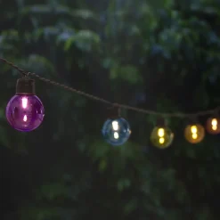 Guirlande lumineuse solaire 20 ampoules rondes couleur
