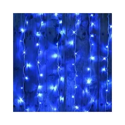 Guirlande Rideau stalactite 180LED IP44 3M avec timer - BLEU - SILAMP