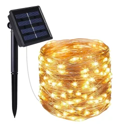 Guirlande solaire extérieur lumineuse jardin, terrasse - Ampoules LED 8 modes - 7 m - Blanc chaud - Linxor