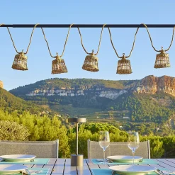 Guirlande solaire extérieur connectable en rotin 10 LED IP64 E27 L.8 M Lumisky Samoa Hybrid