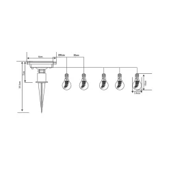 Guirlande solaire 4,80m avec 15 ampoules- fougère décorative dans chaque ampoule- 5 microLED blanc chaud par ampoule- 15 Lumens
