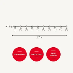 Guirlande Vintage Edy - effet filament Blanc chaud - Chromex