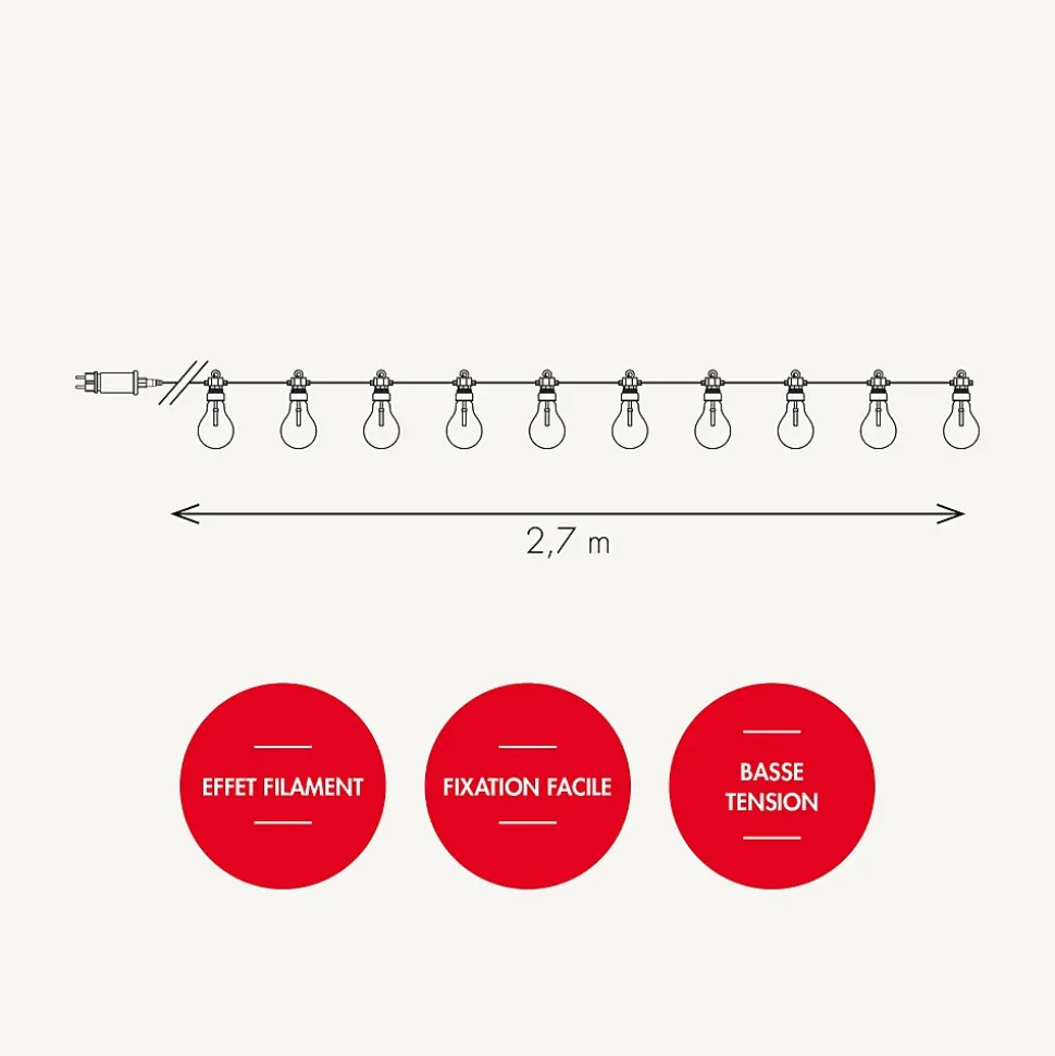 Guirlande Vintage Edy - effet filament Blanc chaud - Chromex