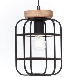 GWEN Suspension 3L bois patiné/noir mat, métal/bois, E27 40W ampoule non incluse