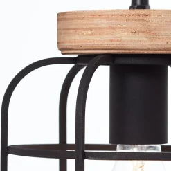 GWEN Suspension 3L bois patiné/noir mat, métal/bois, E27 40W ampoule non incluse