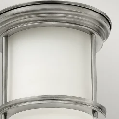 Hadrian Hinkley 1 Lumière Plafonnier Nickel Antique avec Verre Opale IP44