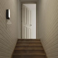 Hublot à détection Kennan LED intégrée blanc neutre IP44 1000lm 16W L.19,8xl.7,5xP.6,6cm noir GoodHome