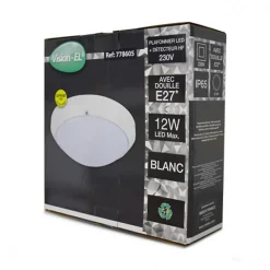 Hublot LED étanche Rond 300mm - E27 - Blanc - IP65 - Détecteur RF