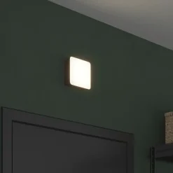 Hublot Moresby LED intégrée blanc neutre IP44 1000lm 16W L.15xl.15cm carré noir GoodHome