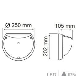 Hublot rond blanc à LED 9W (Eq. 72W) IP54 Diam. 250mm Capteur hyper fréquence