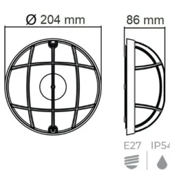 Hublot rond blanc 100W (Eq. 20W FLC - 12W LED) IP54 E27 Diam. 204mm