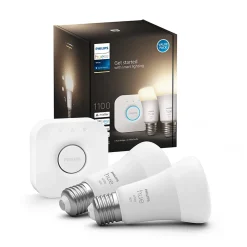 Hue White ambiance kit de démarrage Philips Hue : 2 ampoules connectées IP20 A60 E27 1055lm 75W + bridge