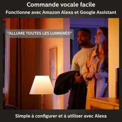 Hue White ambiance kit de démarrage Philips Hue : 3 ampoules connectées IP20 A60 E27 1055lm 9.5W + brigde + variateur