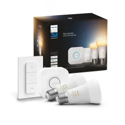 Hue White ambiance kit de démarrage Philips Hue : 2 ampoules connectées IP20 A60 E27 1100lm 11W + bridge