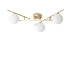 Ideal Lux ATLAS Plafonnier Globe à 3 Lumières Laiton