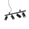 Ideal Lux DYNAMITE - Lampe à Suspension Intérieur 4 Lumières Spotlight Noir, GU10