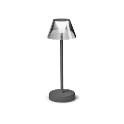 Ideal Lux LOLITA Lampe de table LED intégrée à intensité variable grise, interrupteur intégré, 3000K, IP54