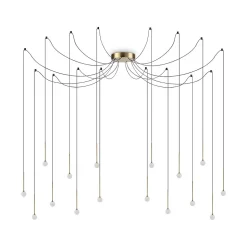 Ideal Lux LUCCIOLA Plafonnier suspendu à 16 ampoules à DEL en laiton, 3000K, non dimmable