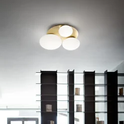Ideal Lux NINFEA Plafonnier rond à 3 lumières DecoratiGlass Laiton