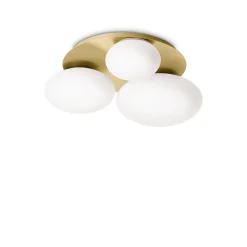 Ideal Lux NINFEA Plafonnier rond à 3 lumières DecoratiGlass Laiton