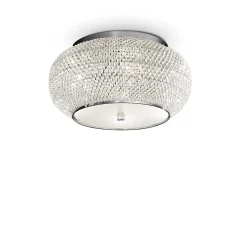 Ideal Lux Pasha' - Plafonnier à 6 ampoules au chrome, cristal, E14