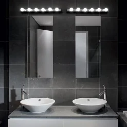 Ideal Lux Prive' - Grande applique murale intérieure à 8 ampoules au-dessus du miroir, chrome, E14