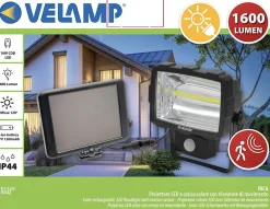 INCA: projecteur LED solaire de 1600 lumens avec détecteur de mouvement