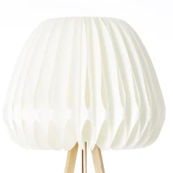 INNA Lampadaire 1L bois clair/blanc E27 60W - bambou/plastique - ampoule non incluse