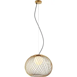 Italux Clarisa - Suspension moderne dorée à 1 lumière avec abat-jour blanc, E27