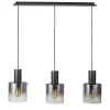 Italux Javier - Luminaire suspendu moderne noir, 3 lumières fumées avec abat-jour en verre, E27