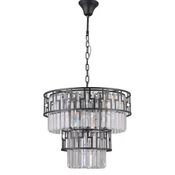 Italux Philip - Luminaire suspendu moderne noir mat 7 lumières, E14