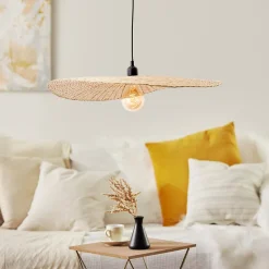 JEFTER Suspension noir/naturel bambou E27 1x52W - ampoule non incluse