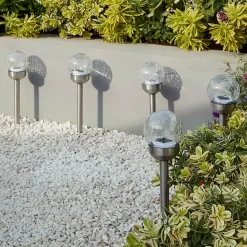 Kit 6 spots solaires d'extérieur à piquer ⌀10cm IP44 blanc froid argent