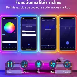Kit de Néon flexible LED RGB 5m, DC 12V, APP/Télécommande, Plusieurs modes, IP65 étanche