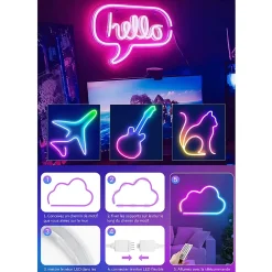 Kit de Néon flexible LED RGB 5m, DC 12V, APP/Télécommande, Plusieurs modes, IP65 étanche