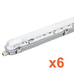 Kit de Réglette LED IP65 + Tube Néon LED 120cm T8 18W (Pack de 6) - Blanc Froid 6000K - 8000K - SILAMP