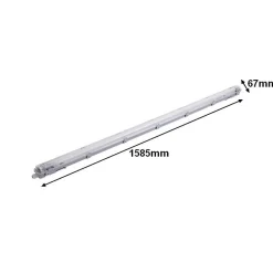 Kit de Réglette LED étanche + 1 Tube Néon LED 150cm T8 22W (Pack de 12) - Blanc Froid 6000K - 8000K - SILAMP