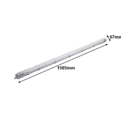 Kit de Réglette LED étanche + 1 Tube Néon LED 150cm T8 22W - Blanc Froid 6000K - 8000K - SILAMP