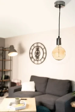 Kit de suspension luminaire métal avec cordon textile Chrome - Elexity