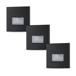 Kit Encastré mural LED Edge Kit de 3 carré 80x80mm 3x1,2W 3x50lm 230V 2700K Noir mat