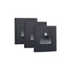 Kit Encastré mural LED Edge Kit de 3 80x80mm 3x1,2W 3x25lm 230V 2700K Noir mat