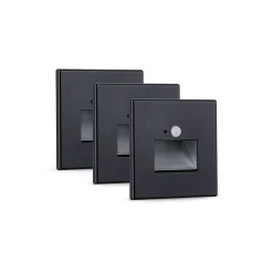 Kit Encastré mural LED Edge Kit de 3 80x80mm 3x1,2W 3x25lm 230V 2700K Noir mat