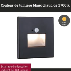 Kit Encastré mural LED Edge Kit de 3 80x80mm 3x1,2W 3x25lm 230V 2700K Noir mat