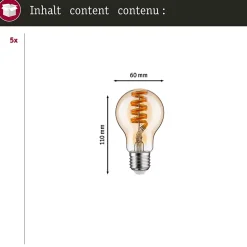 Kit Filament 230 V Ampoule LED 5x470lm 5x6,3W RGBW+ gradable Doré